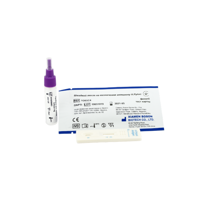 Швидкий тест на визначення антигену H.Pylori, тест картка (фекалії): 1O03C4, Xiamen Boson Biotech Co., Ltd.